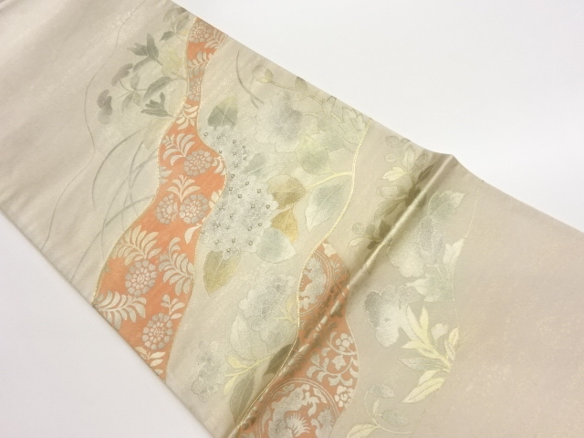 JAPANESE FUKURO OBI / EMBROIDERY / KINSAI / ABSTRACT MICHINAGADORI